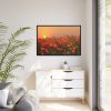 Barn in Smokey Orange Sky Framed Canvas