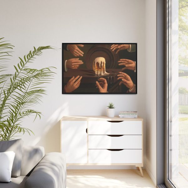 88289-19.jpg Seven Male Hands Encircling a Mug of Beer Framed Canvas