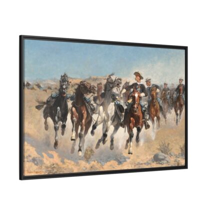 The Fourth Troopers Moving the Led Horses by Frederic Remington Framed Canvas