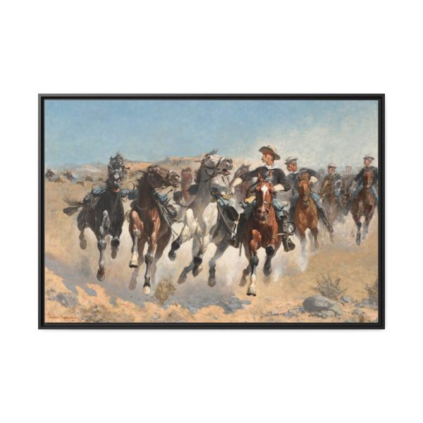 The Fourth Troopers Moving the Led Horses by Frederic Remington Framed Canvas