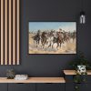 The Fourth Troopers Moving the Led Horses by Frederic Remington Framed Canvas
