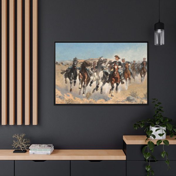 The Fourth Troopers Moving the Led Horses by Frederic Remington Framed Canvas