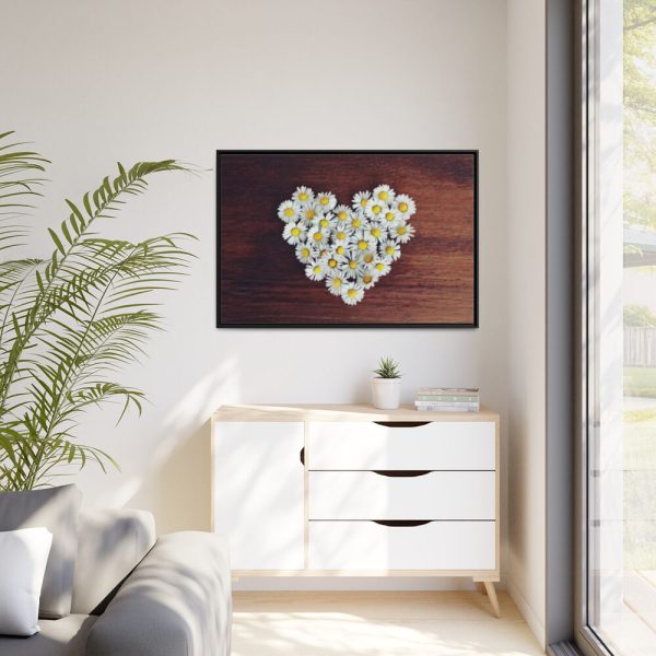 88289-348.jpg White Daisy in Heart Shape Framed Canvas