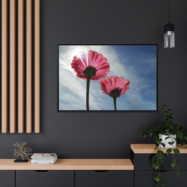 88289-374.jpg Pink Daisy with Blue Sky Framed Canvas