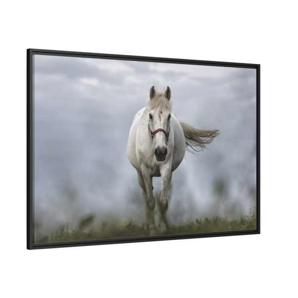 88289-430.jpg White Horse Galloping Framed Canvas