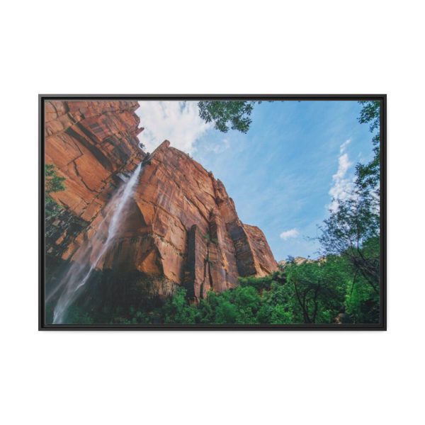 88289-471.jpg Sandstone Cliff with a Waterfall Framed Canvas