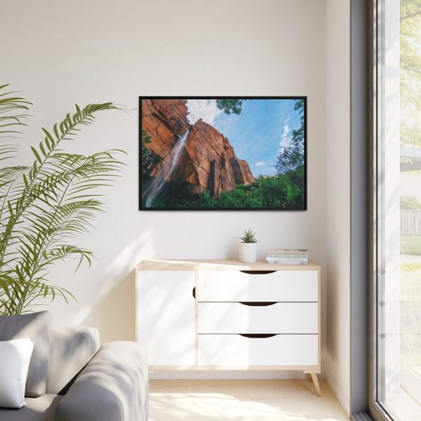 88289-473.jpg Sandstone Cliff with a Waterfall Framed Canvas
