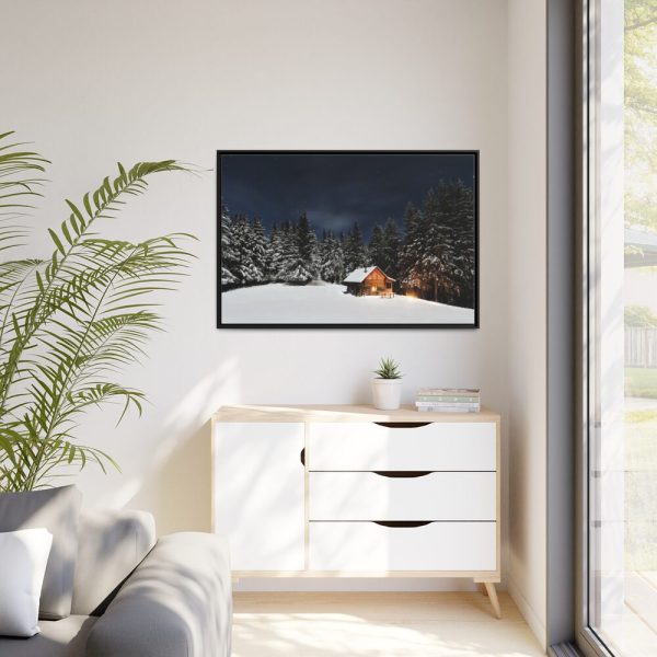 Barn in Starry Night Framed Canvas