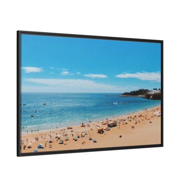 88289-565.jpg Crowded Beach with Tourists Framed Canvas