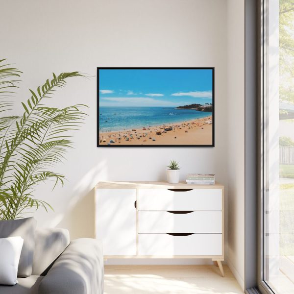 88289-568.jpg Crowded Beach with Tourists Framed Canvas