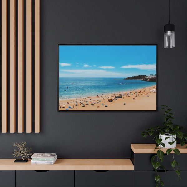 88289-569.jpg Crowded Beach with Tourists Framed Canvas
