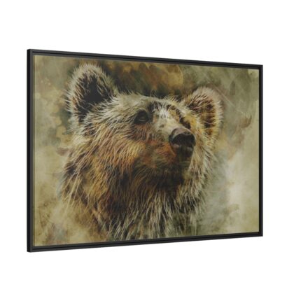 Grizzly Bear Kodiak Head Framed Canvas