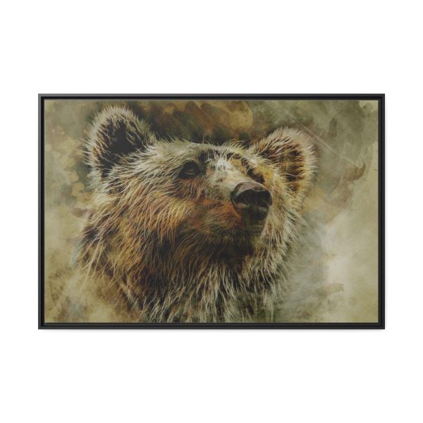 Grizzly Bear Kodiak Head Framed Canvas
