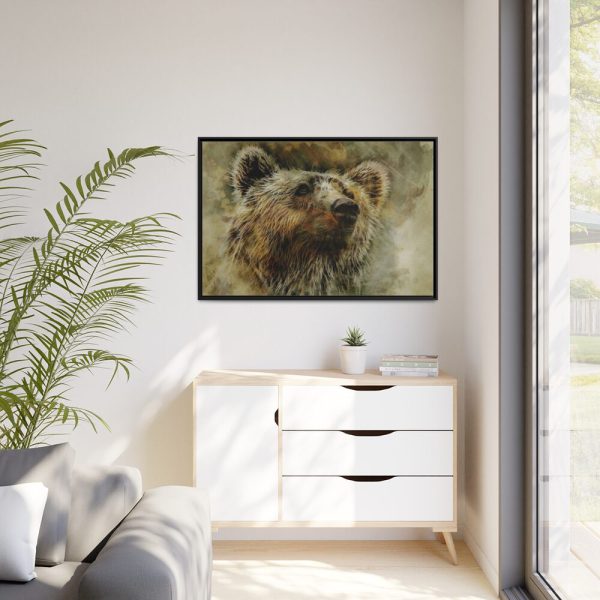 Grizzly Bear Kodiak Head Framed Canvas