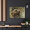 Grizzly Bear Kodiak Head Framed Canvas