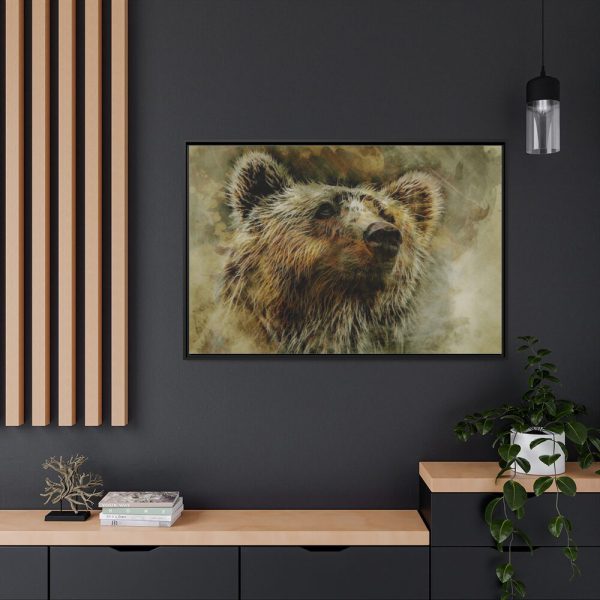 Grizzly Bear Kodiak Head Framed Canvas