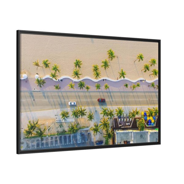 Palm Tree-Lined Road Framed Canvas