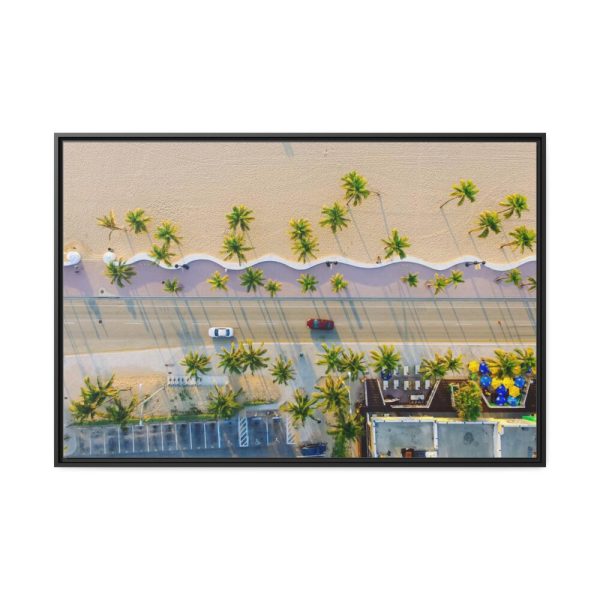 Palm Tree-Lined Road Framed Canvas