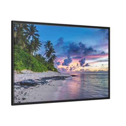Tropical Beach Sunset Landscape Framed Canvas