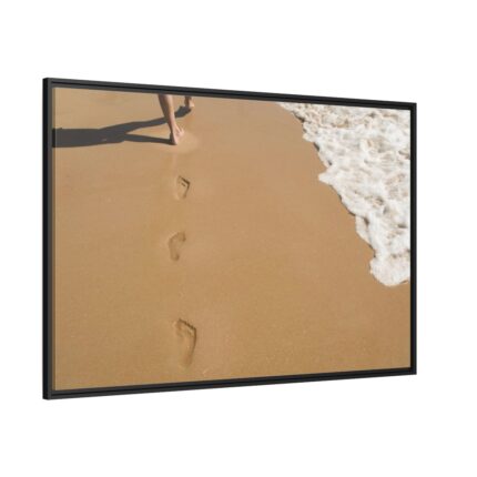 Free Foot Prints on the Beach Framed Canvas