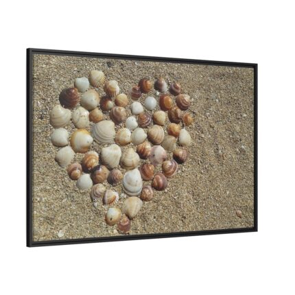 Heart Stones on Beach Framed Canvas