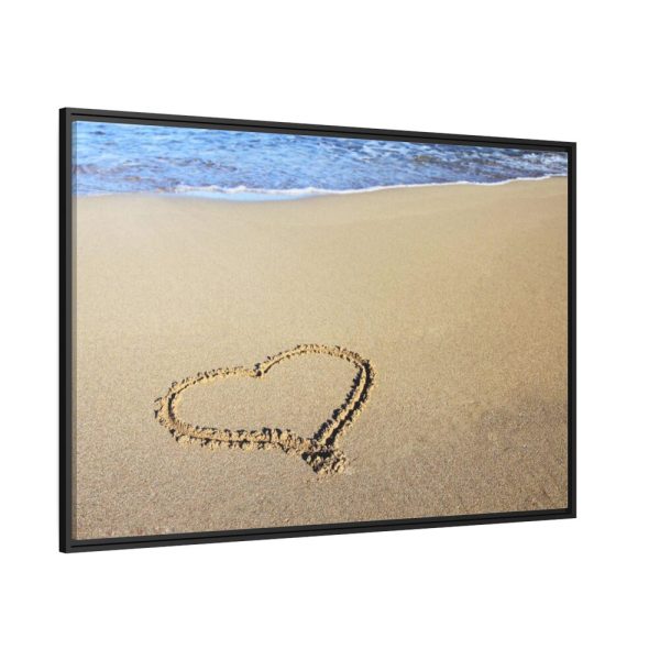 88289-650.jpg Heart Drawn on Sand at Beach Framed Canvas