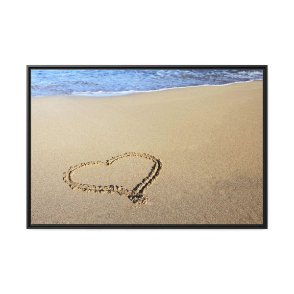 88289-651.jpg Heart Drawn on Sand at Beach Framed Canvas