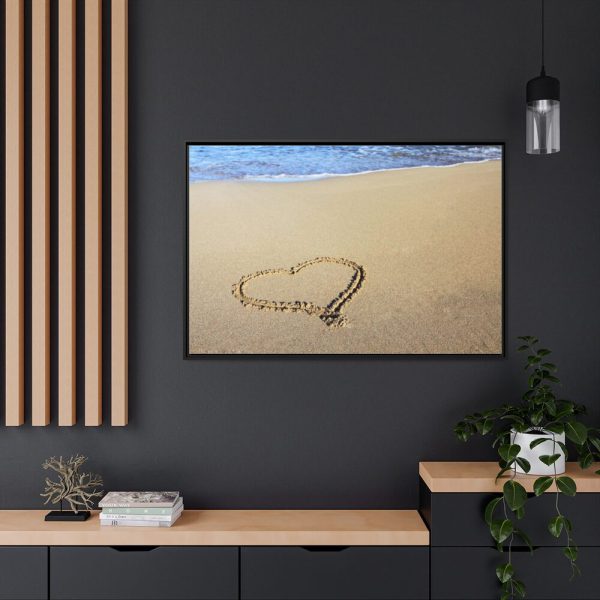 88289-654.jpg Heart Drawn on Sand at Beach Framed Canvas