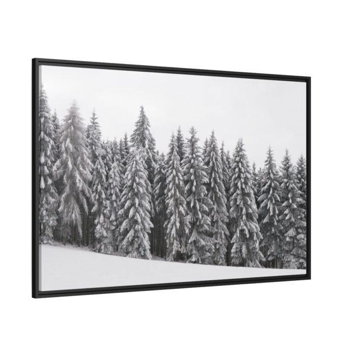 Snow Covered Trees in Forest Framed Canvas - Image 1