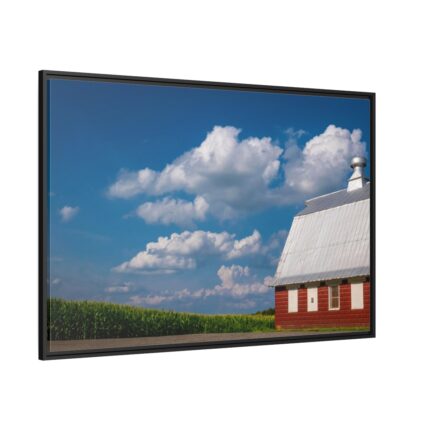 Cornfield and Red Barn Scenic Framed Canvas