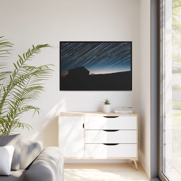 88289-83.jpg Long Exposure of the Star Trails Above the Barn Framed Canvas