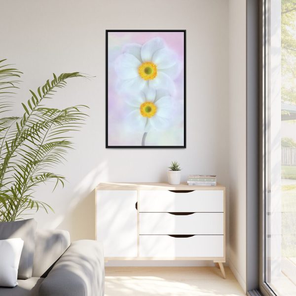 88299-82.jpg Two White Beautiful Flowers Framed Canvas