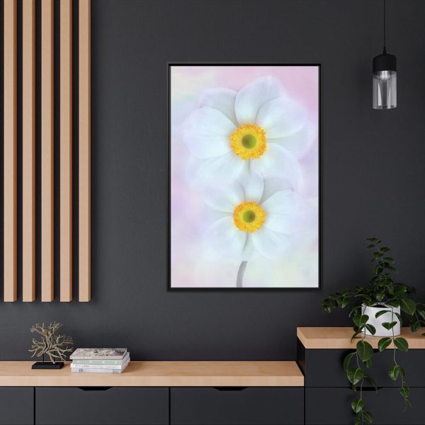 88299-83.jpg Two White Beautiful Flowers Framed Canvas