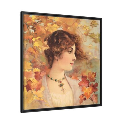 Aesthetic Woman in Autumn Framed Canvas