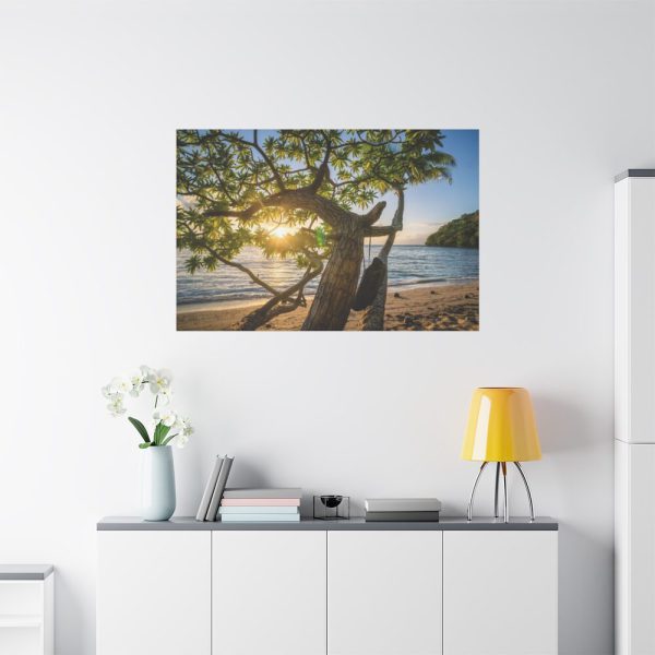 91638-587.jpg Sneaker Hanging from a Sand Beach Tree at Sunset Standard Canvas