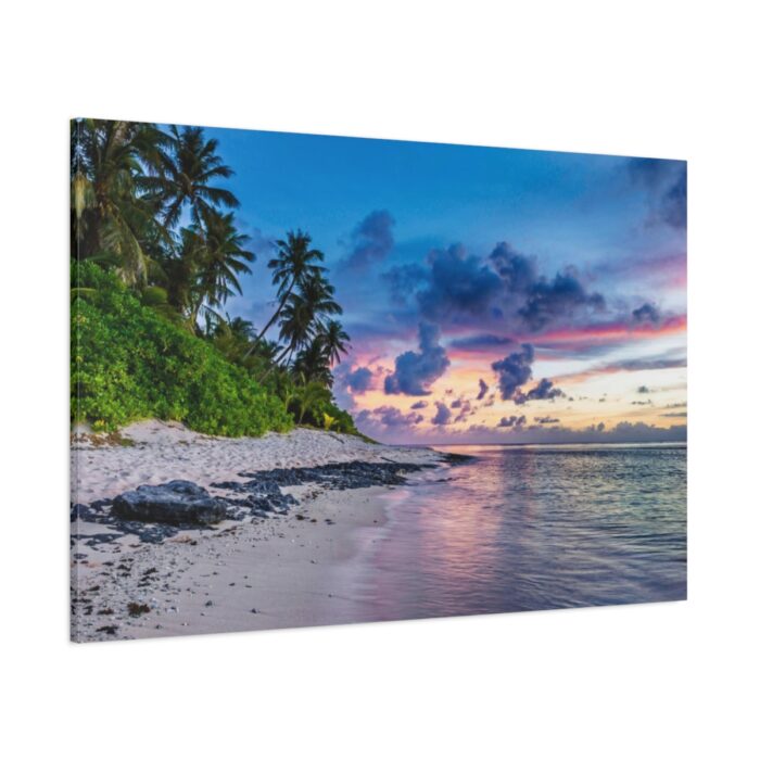 Tropical Beach Sunset Landscape Standard Canvas - Image 1