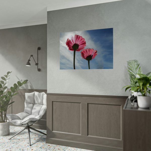 92408-386.jpg Pink Daisy with Blue Sky Poster