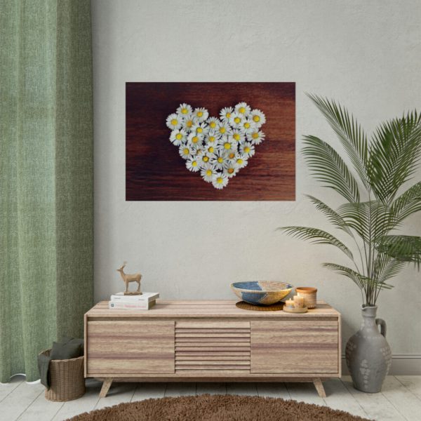 92409-360.jpg White Daisy in Heart Shape Poster