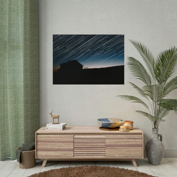 92409-87.jpg Long Exposure of the Star Trails Above the Barn Poster