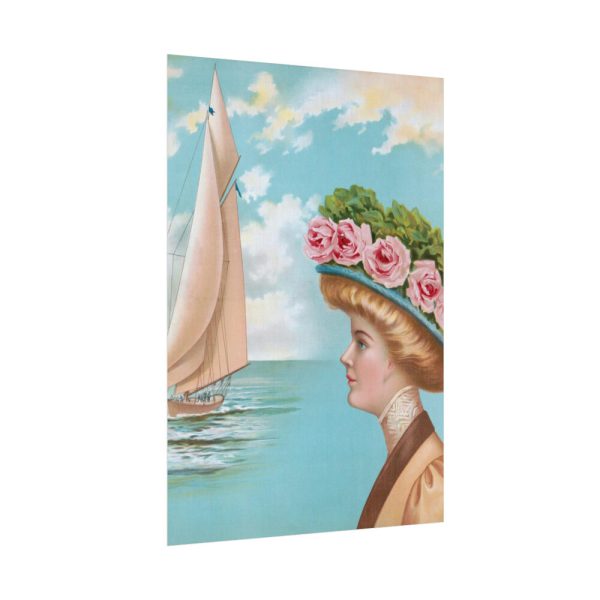 Aesthetic Vintage Woman at the Beach Poster