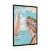 Aesthetic Vintage Woman at the Beach Framed Poster