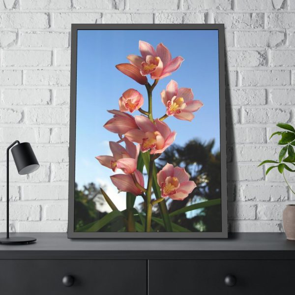 Pink Orchid Flowers Framed Poster