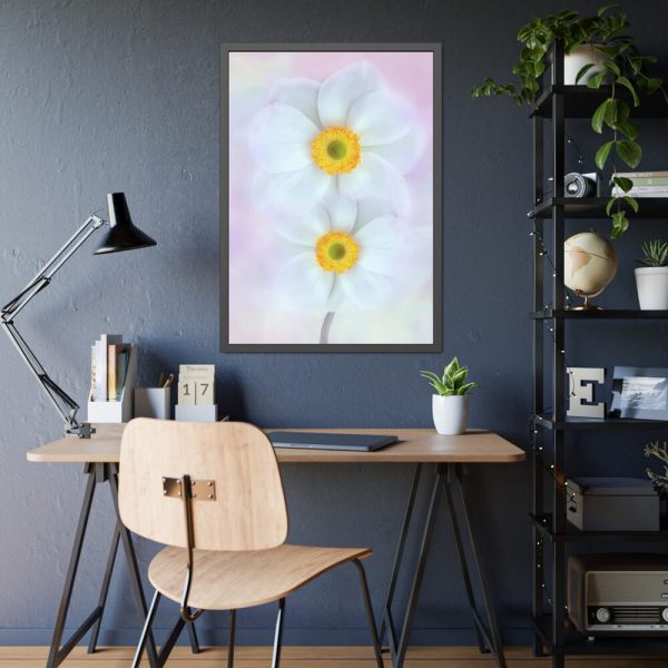 93831-94.jpg Two White Beautiful Flowers Framed Poster