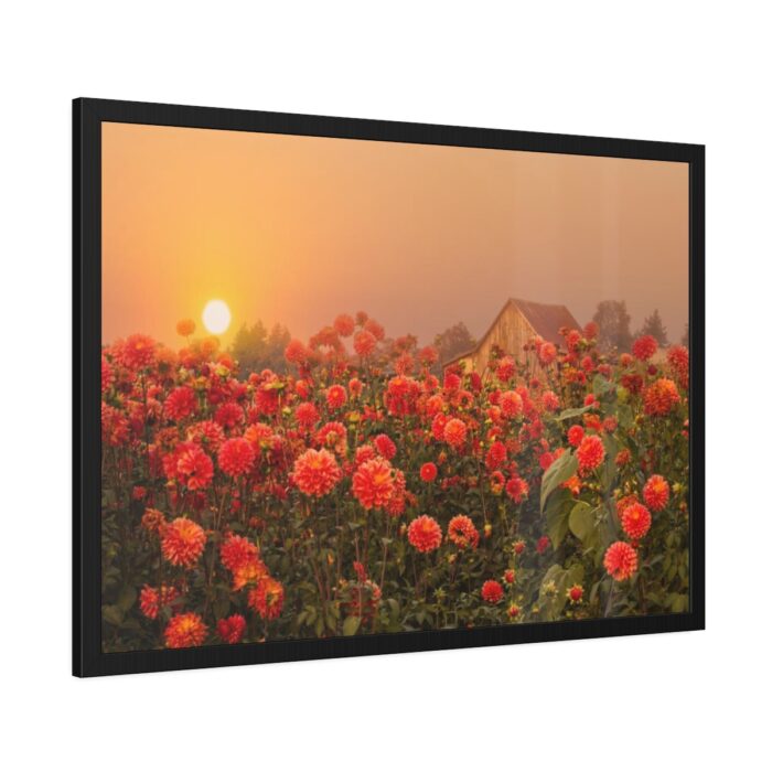 Barn in Smokey Orange Sky Framed Poster - Image 2