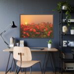Barn in Smokey Orange Sky Framed Poster - Image 3