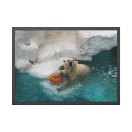Polar Bear in Water Framed Poster