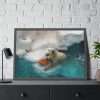 Polar Bear in Water Framed Poster