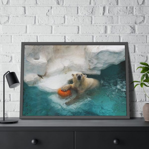 Polar Bear in Water Framed Poster