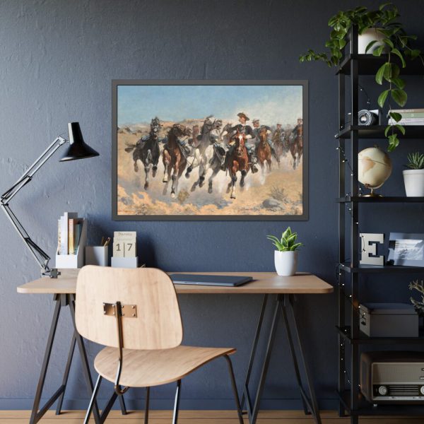 The Fourth Troopers Moving the Led Horses by Frederic Remington Framed Poster