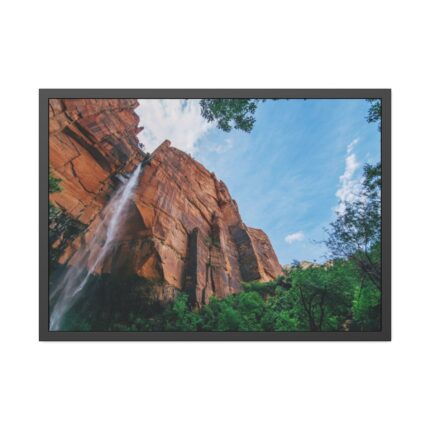 Sandstone Cliff with a Waterfall Framed Poster